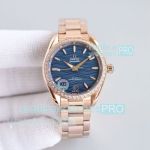 VSF Swiss Copy Ladies Omega Seamaster Aqua Terra 150M Blue Dial Rose Gold Diamond Watch 